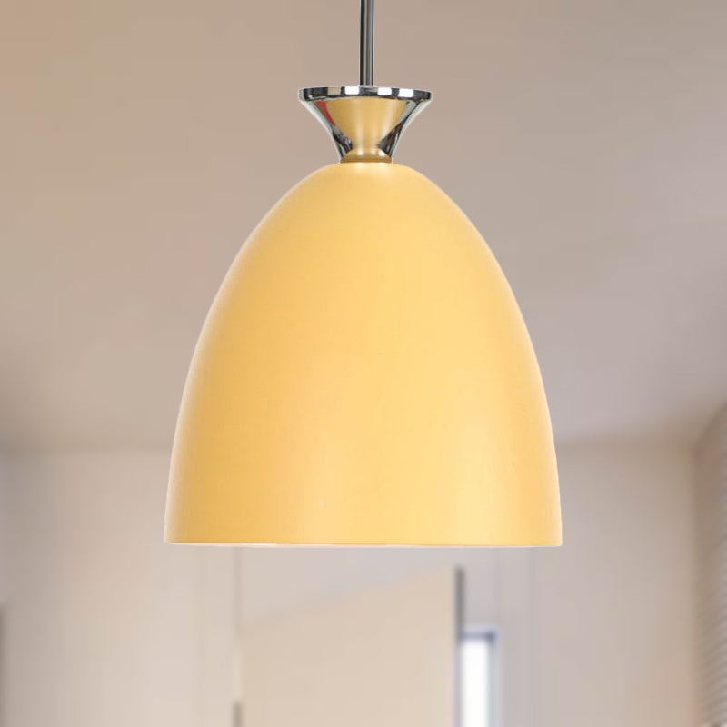 Blue/Gray Domed Hanging Ceiling Light Macaron Metallic 1 Light Bedside Pendant Lamp with Adjustable Cord Clearhalo 'Ceiling Lights' 'Modern Pendants' 'Modern' 'Pendant Lights' 'Pendants' Lighting' 249013