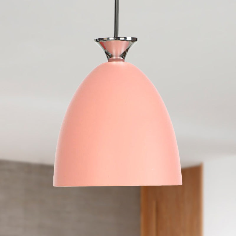 Blue/Gray Domed Hanging Ceiling Light Macaron Metallic 1 Light Bedside Pendant Lamp with Adjustable Cord Clearhalo 'Ceiling Lights' 'Modern Pendants' 'Modern' 'Pendant Lights' 'Pendants' Lighting' 249015