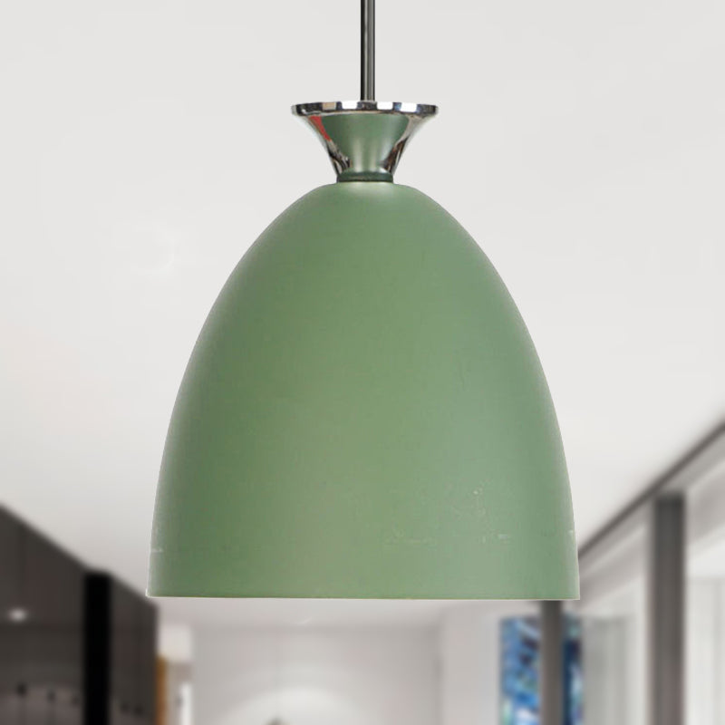 Blue/Gray Domed Hanging Ceiling Light Macaron Metallic 1 Light Bedside Pendant Lamp with Adjustable Cord Green Clearhalo 'Ceiling Lights' 'Modern Pendants' 'Modern' 'Pendant Lights' 'Pendants' Lighting' 249016