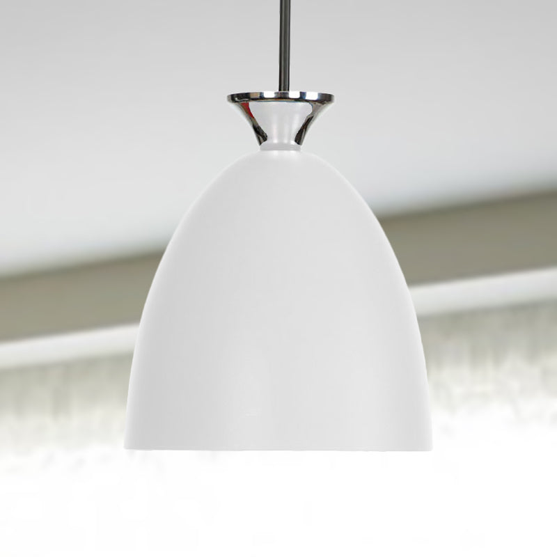 Blue/Gray Domed Hanging Ceiling Light Macaron Metallic 1 Light Bedside Pendant Lamp with Adjustable Cord Clearhalo 'Ceiling Lights' 'Modern Pendants' 'Modern' 'Pendant Lights' 'Pendants' Lighting' 249019