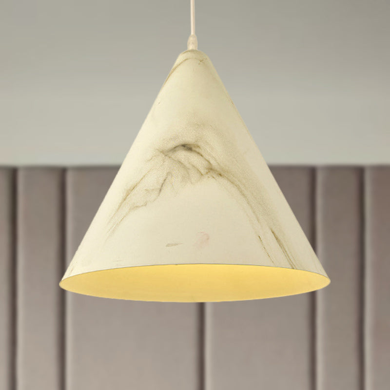 Aluminum Conic Shade Pendant Ceiling Light Modern Stylish 1 Light Living Room Ceiling Lamp in White/Yellow White Clearhalo 'Ceiling Lights' 'Modern Pendants' 'Modern' 'Pendant Lights' 'Pendants' Lighting' 249037