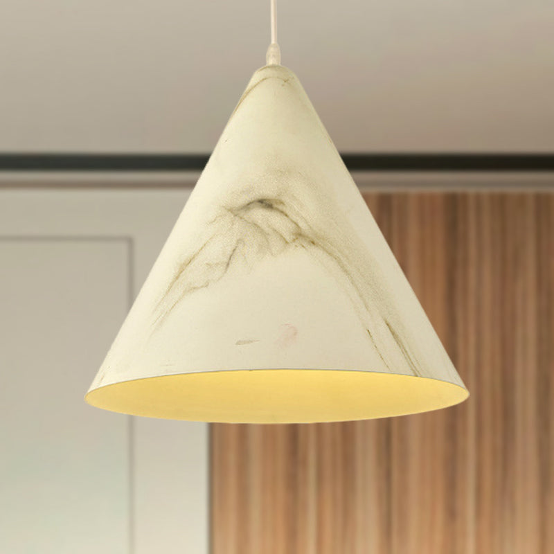 Aluminum Conic Shade Pendant Ceiling Light Modern Stylish 1 Light Living Room Ceiling Lamp in White/Yellow Clearhalo 'Ceiling Lights' 'Modern Pendants' 'Modern' 'Pendant Lights' 'Pendants' Lighting' 249038