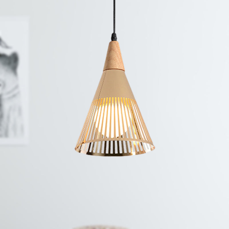 Metallic Cone Ceiling Light with Cage Shade Contemporary 1 Light Bedroom Pendant Lighting in Black/Gold/White Clearhalo 'Ceiling Lights' 'Modern Pendants' 'Modern' 'Pendant Lights' 'Pendants' Lighting' 249050