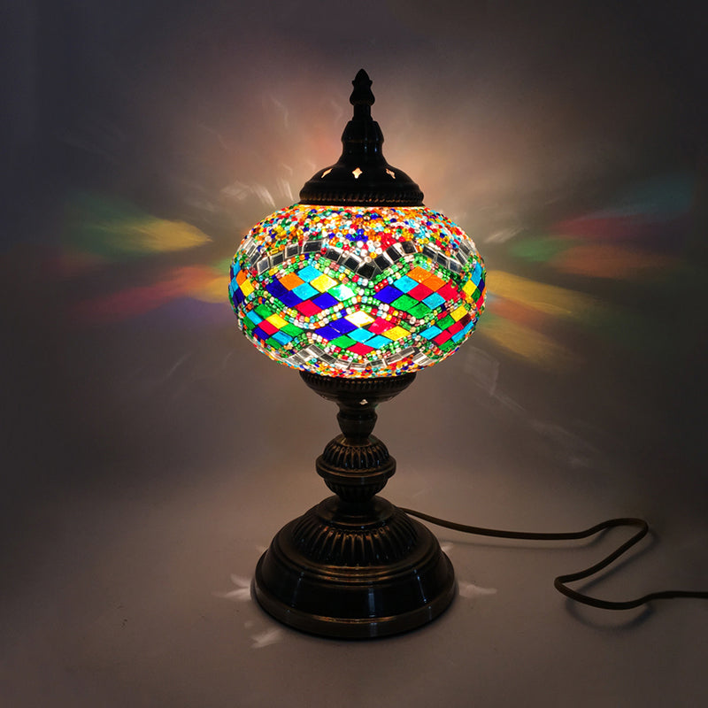 Global Colorful Glass Desk Lamp Traditional 1 Head Task Lighting for Living Room Clearhalo 'Lamps' 'Table Lamps' Lighting' 249116