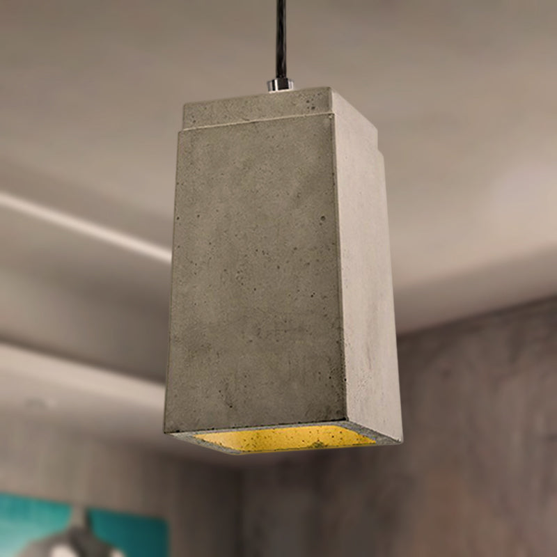 Contemporary Rectangle/Hexagon Pendant Light 1 Light Concrete Ceiling Light Fixture with Adjustable Cord in Grey Grey Rectangle Clearhalo 'Ceiling Lights' 'Modern Pendants' 'Modern' 'Pendant Lights' 'Pendants' Lighting' 249310