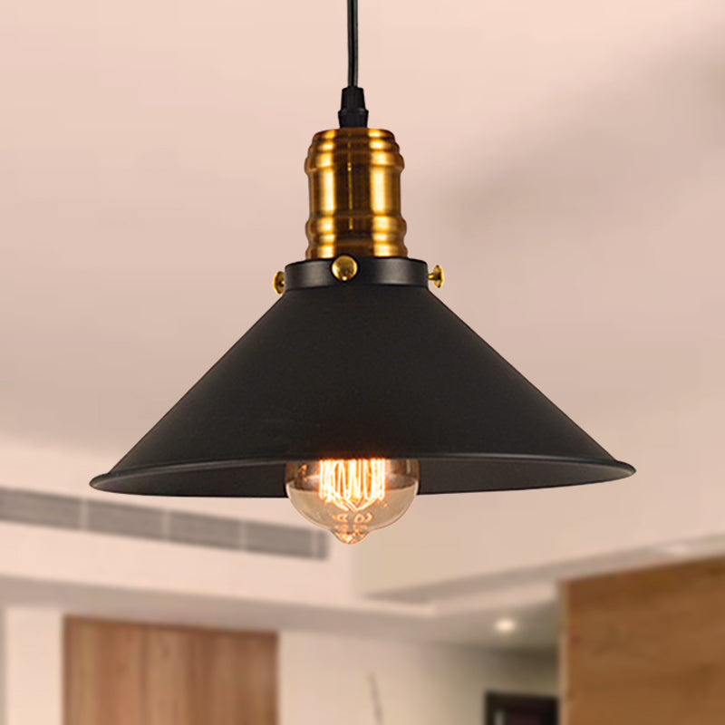 1/2/3-Pack Cone Metal Ceiling Pendant Vintage Stylish 1 Light Dining Room Pendant Light in Black, 10"/12"/14" Width Clearhalo 'Art Deco Pendants' 'Black' 'Cast Iron' 'Ceiling Lights' 'Ceramic' 'Crystal' 'Industrial Pendants' 'Industrial' 'Metal' 'Middle Century Pendants' 'Pendant Lights' 'Pendants' 'Rustic Pendants' 'Tiffany' Lighting' 249315