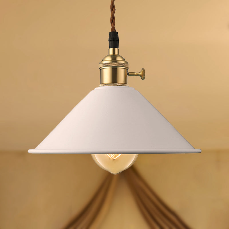 Conic Shade Dining Room Ceiling Light Fixture Industrial Style Metal 1 Light Gray/White/Pink Pendant Lighting White Clearhalo 'Ceiling Lights' 'Modern Pendants' 'Modern' 'Pendant Lights' 'Pendants' Lighting' 249382