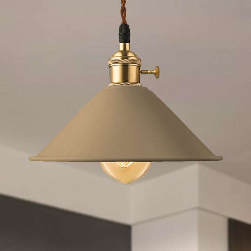 Conic Shade Dining Room Ceiling Light Fixture Industrial Style Metal 1 Light Gray/White/Pink Pendant Lighting Brown Clearhalo 'Ceiling Lights' 'Modern Pendants' 'Modern' 'Pendant Lights' 'Pendants' Lighting' 249386