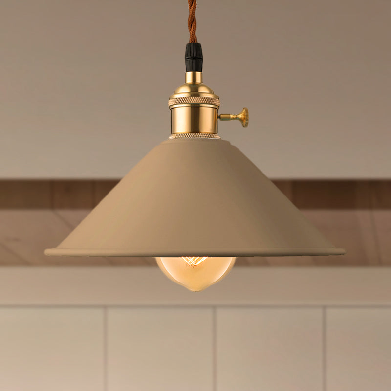 Conic Shade Dining Room Ceiling Light Fixture Industrial Style Metal 1 Light Gray/White/Pink Pendant Lighting Clearhalo 'Ceiling Lights' 'Modern Pendants' 'Modern' 'Pendant Lights' 'Pendants' Lighting' 249387