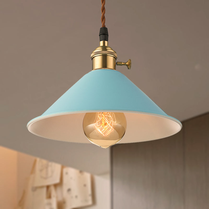 Conic Shade Dining Room Ceiling Light Fixture Industrial Style Metal 1 Light Gray/White/Pink Pendant Lighting Clearhalo 'Ceiling Lights' 'Modern Pendants' 'Modern' 'Pendant Lights' 'Pendants' Lighting' 249391