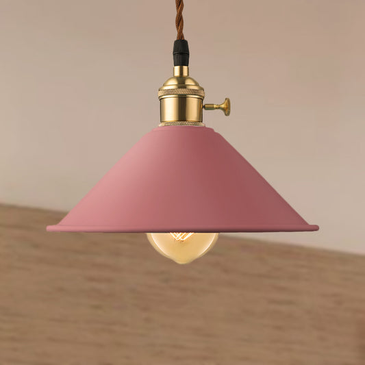 Conic Shade Dining Room Ceiling Light Fixture Industrial Style Metal 1 Light Gray/White/Pink Pendant Lighting Pink Clearhalo 'Ceiling Lights' 'Modern Pendants' 'Modern' 'Pendant Lights' 'Pendants' Lighting' 249392