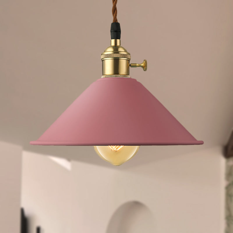 Conic Shade Dining Room Ceiling Light Fixture Industrial Style Metal 1 Light Gray/White/Pink Pendant Lighting Clearhalo 'Ceiling Lights' 'Modern Pendants' 'Modern' 'Pendant Lights' 'Pendants' Lighting' 249393