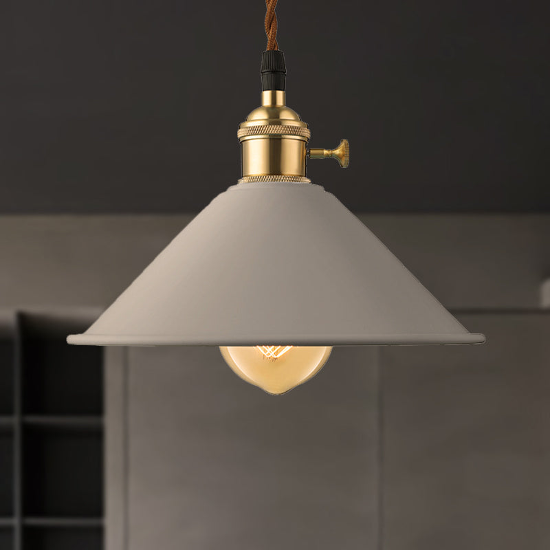 Conic Shade Dining Room Ceiling Light Fixture Industrial Style Metal 1 Light Gray/White/Pink Pendant Lighting Grey Clearhalo 'Ceiling Lights' 'Modern Pendants' 'Modern' 'Pendant Lights' 'Pendants' Lighting' 249394