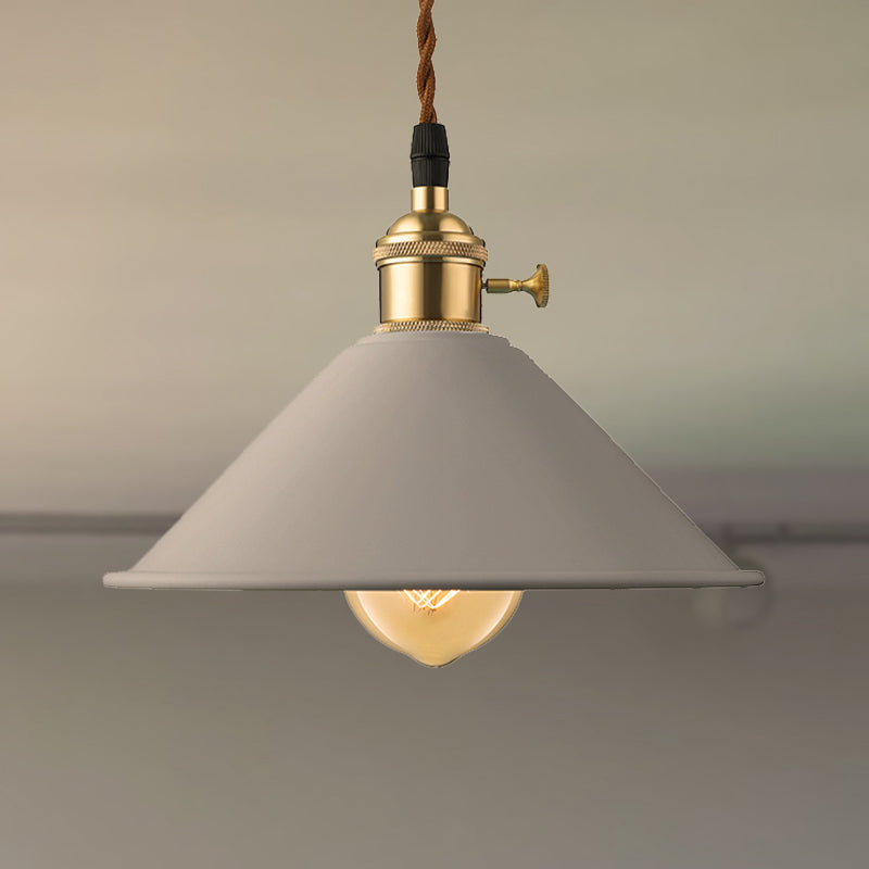 Conic Shade Dining Room Ceiling Light Fixture Industrial Style Metal 1 Light Gray/White/Pink Pendant Lighting Clearhalo 'Ceiling Lights' 'Modern Pendants' 'Modern' 'Pendant Lights' 'Pendants' Lighting' 249395