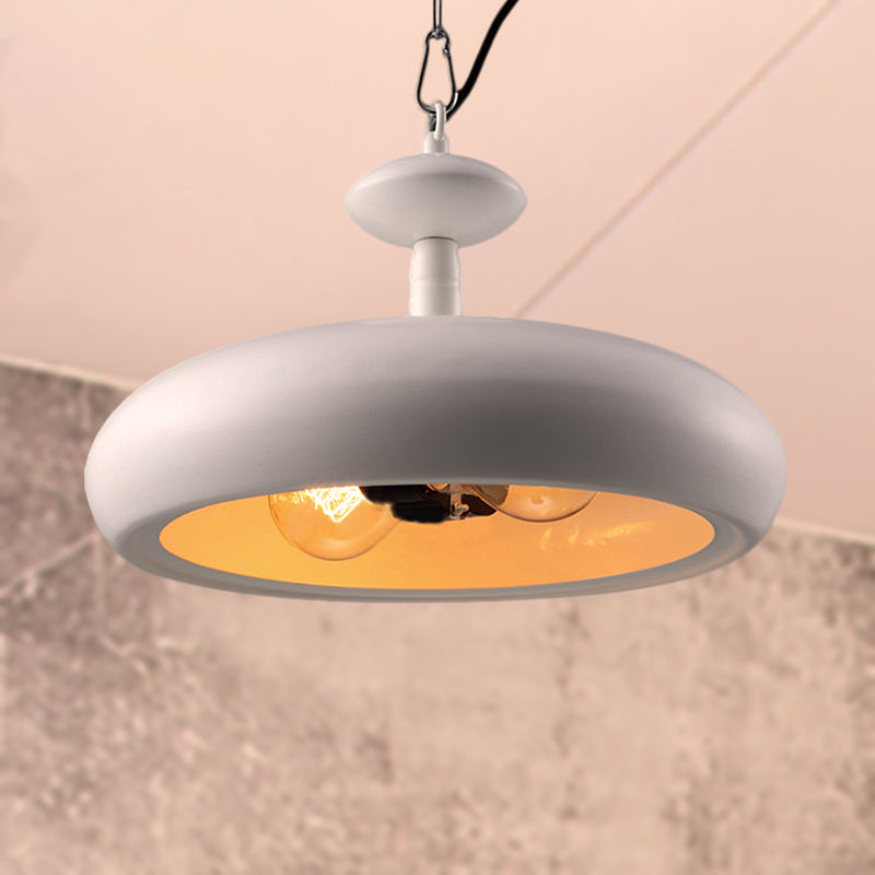 11"/16.5" W Bowl Metal Ceiling Fixture Nordic Style 1 Bulb Kitchen Pendant Light with Adjustable Chain in Black/White White 11" Clearhalo 'Ceiling Lights' 'Modern Pendants' 'Modern' 'Pendant Lights' 'Pendants' Lighting' 249441