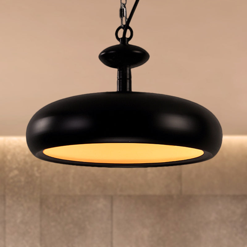 11"/16.5" W Bowl Metal Ceiling Fixture Nordic Style 1 Bulb Kitchen Pendant Light with Adjustable Chain in Black/White Black 11" Clearhalo 'Ceiling Lights' 'Modern Pendants' 'Modern' 'Pendant Lights' 'Pendants' Lighting' 249443