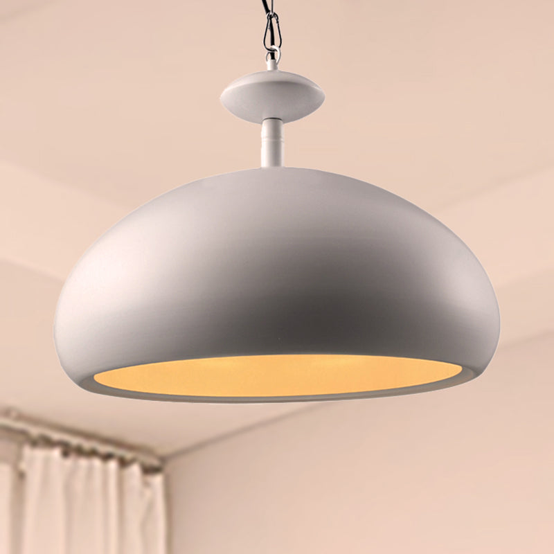 11"/16.5" W Bowl Metal Ceiling Fixture Nordic Style 1 Bulb Kitchen Pendant Light with Adjustable Chain in Black/White White 16.5" Clearhalo 'Ceiling Lights' 'Modern Pendants' 'Modern' 'Pendant Lights' 'Pendants' Lighting' 249445