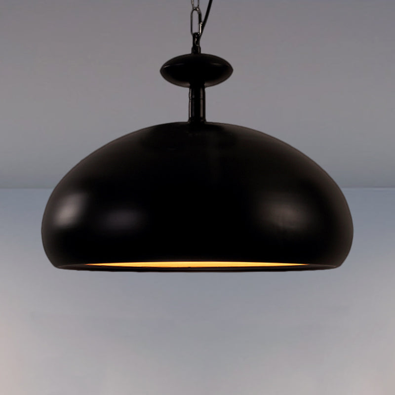 11"/16.5" W Bowl Metal Ceiling Fixture Nordic Style 1 Bulb Kitchen Pendant Light with Adjustable Chain in Black/White Black 16.5" Clearhalo 'Ceiling Lights' 'Modern Pendants' 'Modern' 'Pendant Lights' 'Pendants' Lighting' 249447