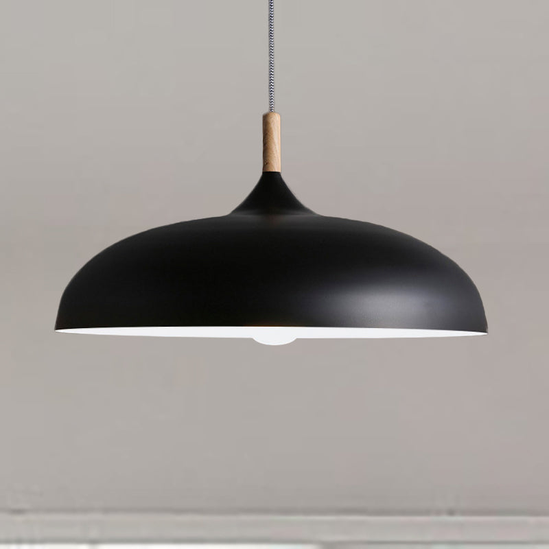 Black/White Finish Dome Pendant Light Fixture Retro Style Metal 1 Bulb Kitchen Hanging Lamp with Adjustable Cord Clearhalo 'Ceiling Lights' 'Modern Pendants' 'Modern' 'Pendant Lights' 'Pendants' Lighting' 249450