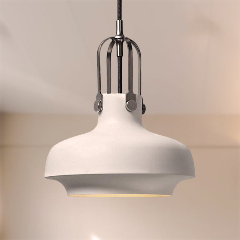 Black/White Bowl Shade Hanging Lamp Industrial Metallic 1 Light Living Room Pendant Light with Adjustable Cord Clearhalo 'Ceiling Lights' 'Modern Pendants' 'Modern' 'Pendant Lights' 'Pendants' Lighting' 249472