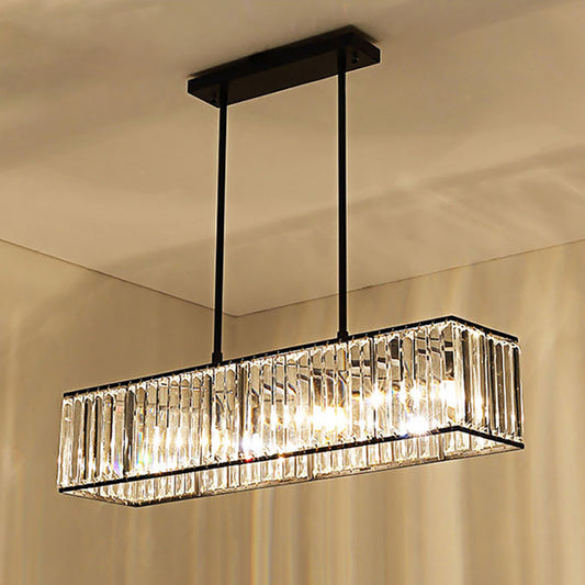 Nordic Rectangle Pendant Chandelier Crystal 3 Heads Hanging Ceiling Light in Bronze Bronze Clearhalo 'Ceiling Lights' 'Island Lights' Lighting' 249552