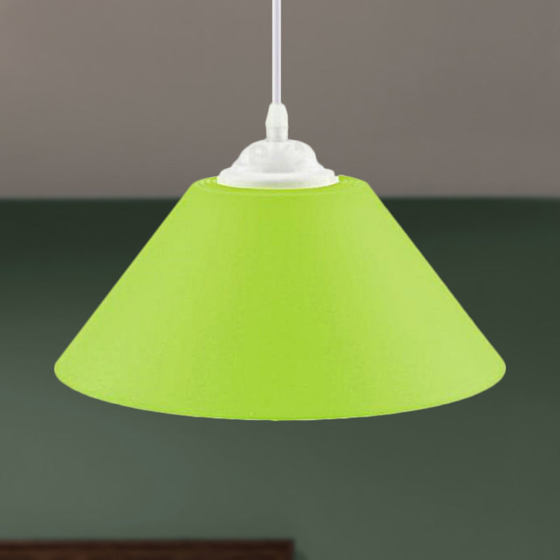 Black/Gray/Dark Green Conic Shade Pendant Light Modern Metal 1 Head Living Room Hanging Lamp with Adjustable Cord Light Green Clearhalo 'Ceiling Lights' 'Modern Pendants' 'Modern' 'Pendant Lights' 'Pendants' Lighting' 249566