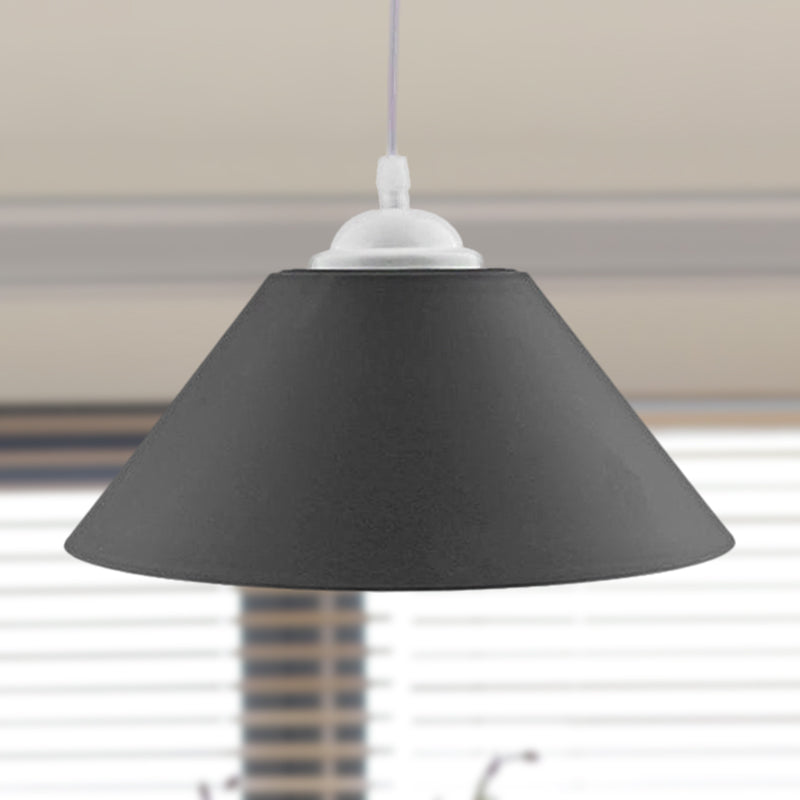 Black/Gray/Dark Green Conic Shade Pendant Light Modern Metal 1 Head Living Room Hanging Lamp with Adjustable Cord Black Clearhalo 'Ceiling Lights' 'Modern Pendants' 'Modern' 'Pendant Lights' 'Pendants' Lighting' 249569