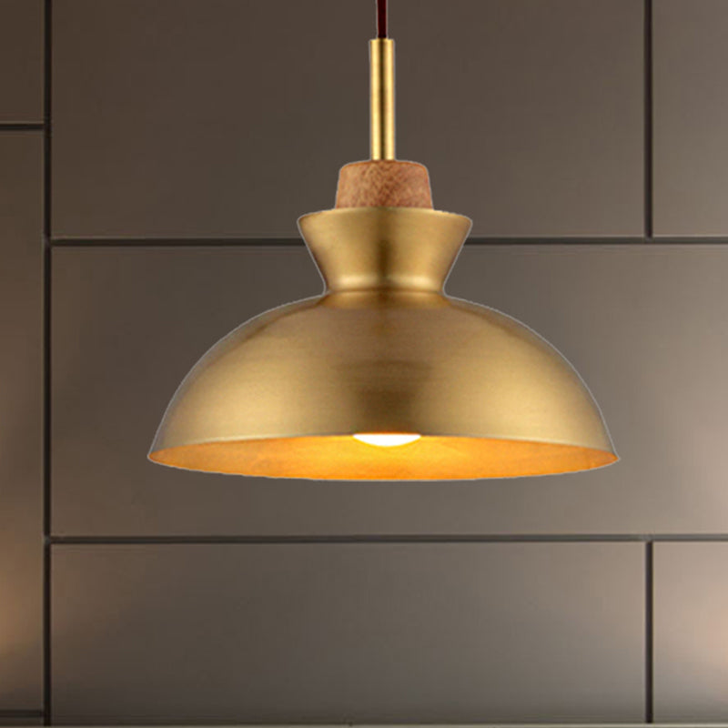 1 Light Cone/Dome Shade Hanging Light Industrial Style Brass Finish Metallic Ceiling Fixture for Foyer Brass D Clearhalo 'Ceiling Lights' 'Modern Pendants' 'Modern' 'Pendant Lights' 'Pendants' Lighting' 249579