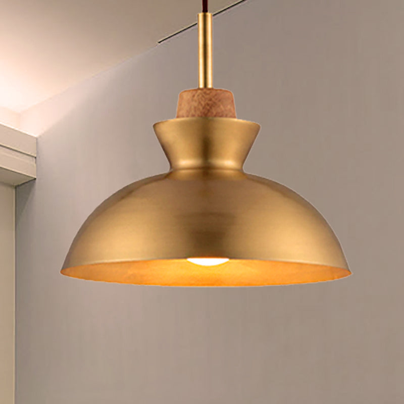 1 Light Cone/Dome Shade Hanging Light Industrial Style Brass Finish Metallic Ceiling Fixture for Foyer Clearhalo 'Ceiling Lights' 'Modern Pendants' 'Modern' 'Pendant Lights' 'Pendants' Lighting' 249580