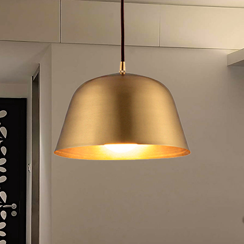 1 Light Cone/Dome Shade Hanging Light Industrial Style Brass Finish Metallic Ceiling Fixture for Foyer Clearhalo 'Ceiling Lights' 'Modern Pendants' 'Modern' 'Pendant Lights' 'Pendants' Lighting' 249581