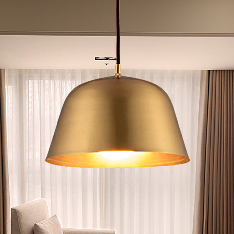 1 Light Cone/Dome Shade Hanging Light Industrial Style Brass Finish Metallic Ceiling Fixture for Foyer Clearhalo 'Ceiling Lights' 'Modern Pendants' 'Modern' 'Pendant Lights' 'Pendants' Lighting' 249582