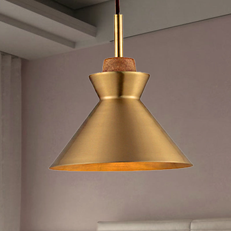 1 Light Cone/Dome Shade Hanging Light Industrial Style Brass Finish Metallic Ceiling Fixture for Foyer Brass C Clearhalo 'Ceiling Lights' 'Modern Pendants' 'Modern' 'Pendant Lights' 'Pendants' Lighting' 249583