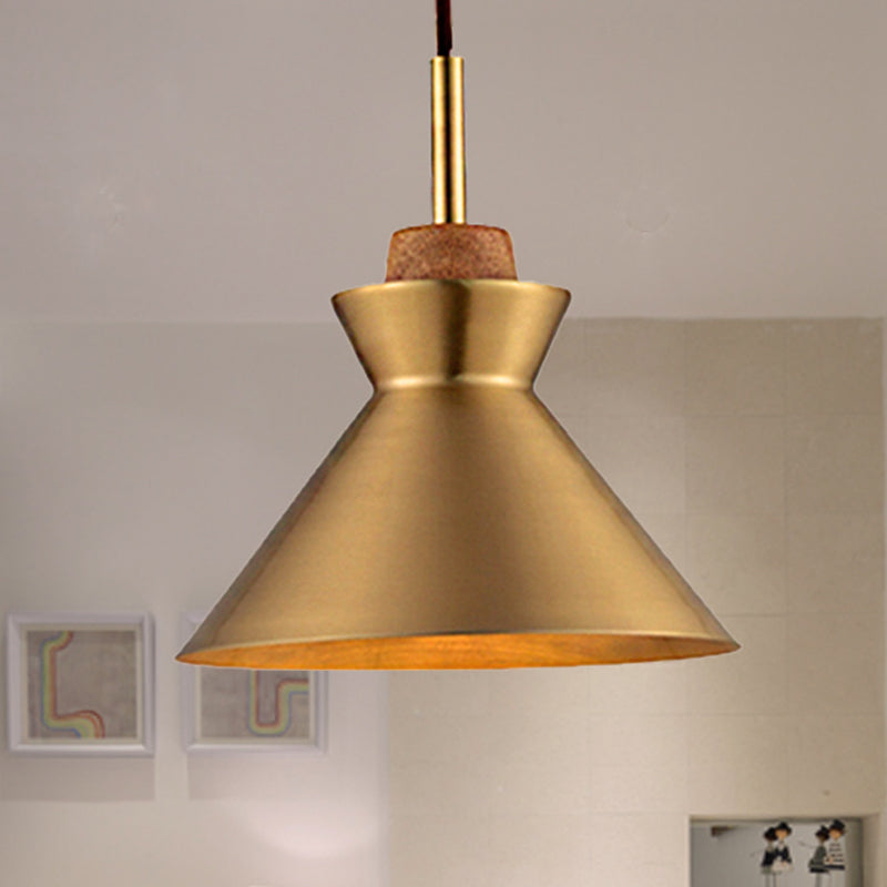 1 Light Cone/Dome Shade Hanging Light Industrial Style Brass Finish Metallic Ceiling Fixture for Foyer Clearhalo 'Ceiling Lights' 'Modern Pendants' 'Modern' 'Pendant Lights' 'Pendants' Lighting' 249584