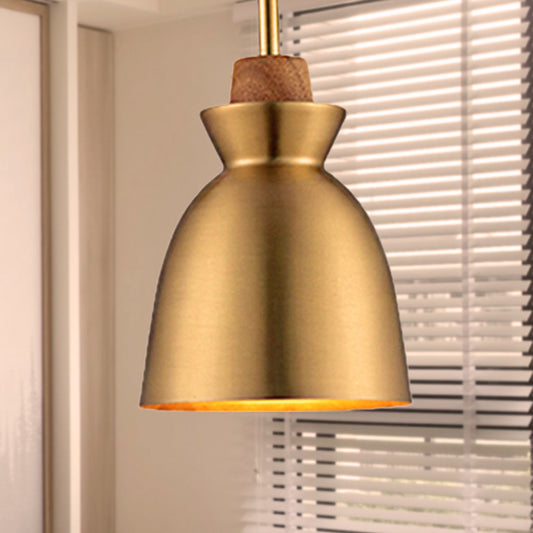 1 Light Cone/Dome Shade Hanging Light Industrial Style Brass Finish Metallic Ceiling Fixture for Foyer Brass B Clearhalo 'Ceiling Lights' 'Modern Pendants' 'Modern' 'Pendant Lights' 'Pendants' Lighting' 249585