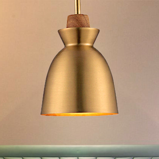 1 Light Cone/Dome Shade Hanging Light Industrial Style Brass Finish Metallic Ceiling Fixture for Foyer Clearhalo 'Ceiling Lights' 'Modern Pendants' 'Modern' 'Pendant Lights' 'Pendants' Lighting' 249586