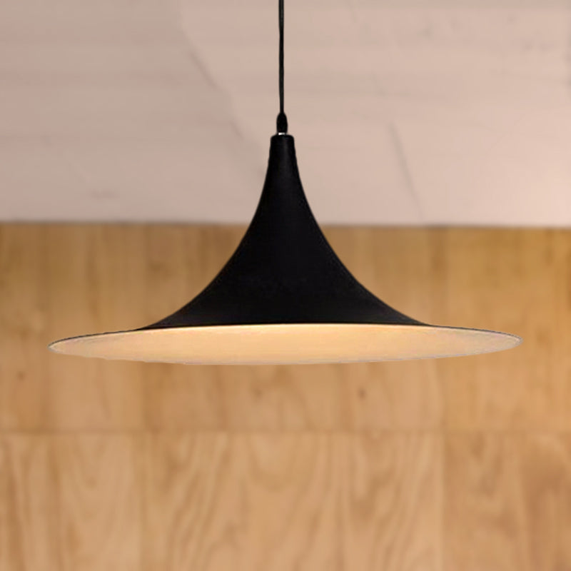 1 Head Hanging Ceiling Light with Flared Shade Metallic Contemporary Bedroom Pendant Lighting in White/Black Clearhalo 'Ceiling Lights' 'Modern Pendants' 'Modern' 'Pendant Lights' 'Pendants' Lighting' 249619