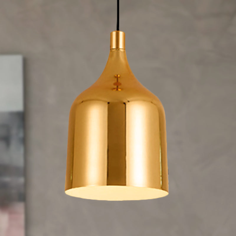 6"/8"/10.5" Dia Bottle Metal Ceiling Pendant Light Retro Style 1 Light Dining Table Hanging Lamp in Gold Gold Clearhalo 'Ceiling Lights' 'Modern Pendants' 'Modern' 'Pendant Lights' 'Pendants' Lighting' 249621