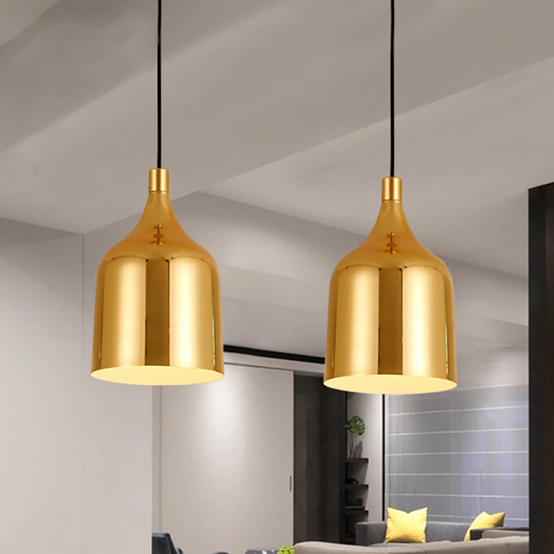 6"/8"/10.5" Dia Bottle Metal Ceiling Pendant Light Retro Style 1 Light Dining Table Hanging Lamp in Gold Clearhalo 'Ceiling Lights' 'Modern Pendants' 'Modern' 'Pendant Lights' 'Pendants' Lighting' 249623