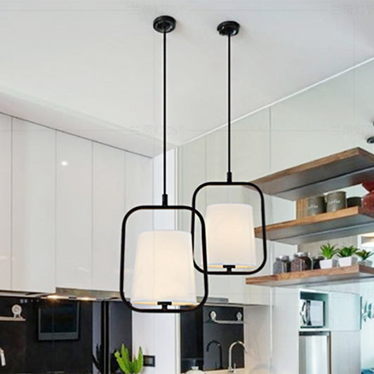 Black/White 1 Light Pendant Lighting Classic Fabric Sky Lantern Hanging Lamp for Bedroom Clearhalo 'Ceiling Lights' 'Pendant Lights' 'Pendants' Lighting' 249666