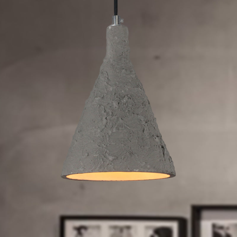 1 Light Pendant Lighting with Funnel Shade Cement Industrial Restaurant Suspension Light in Grey Clearhalo 'Ceiling Lights' 'Modern Pendants' 'Modern' 'Pendant Lights' 'Pendants' Lighting' 249681