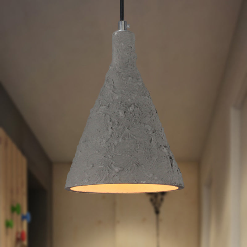 1 Light Pendant Lighting with Funnel Shade Cement Industrial Restaurant Suspension Light in Grey Clearhalo 'Ceiling Lights' 'Modern Pendants' 'Modern' 'Pendant Lights' 'Pendants' Lighting' 249682