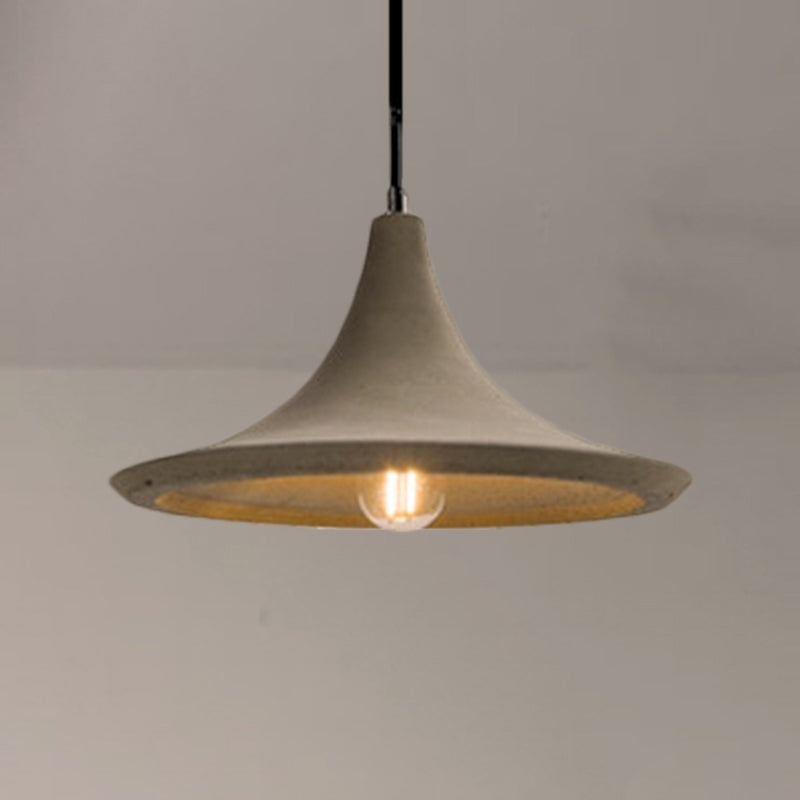 1 Head Pendant Lamp with Flared Shade Cement Vintage Style Restaurant Ceiling Pendant in Grey Grey Clearhalo 'Ceiling Lights' 'Modern Pendants' 'Modern' 'Pendant Lights' 'Pendants' Lighting' 249686