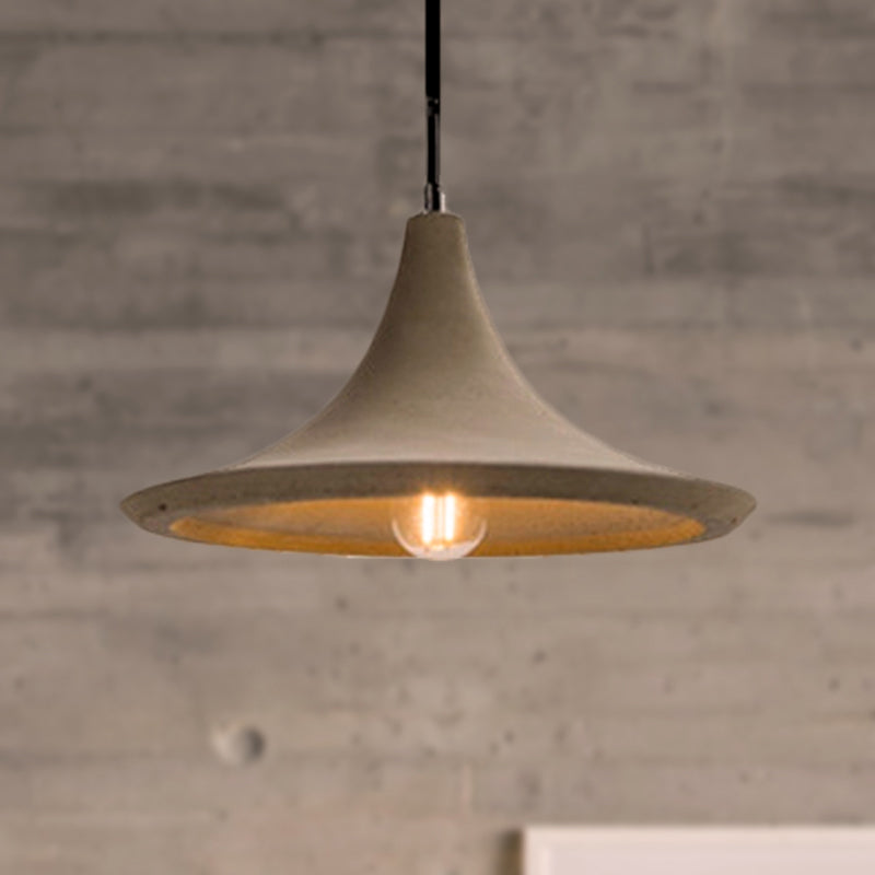 1 Head Pendant Lamp with Flared Shade Cement Vintage Style Restaurant Ceiling Pendant in Grey Clearhalo 'Ceiling Lights' 'Modern Pendants' 'Modern' 'Pendant Lights' 'Pendants' Lighting' 249688