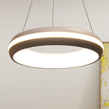 Doughnut Metal Pendant Modernist Led White/Grey Hanging Light Fixture in Third Gear, 19"/25" Wide Clearhalo 'Ceiling Lights' 'Modern Pendants' 'Modern' 'Pendant Lights' 'Pendants' Lighting' 249696