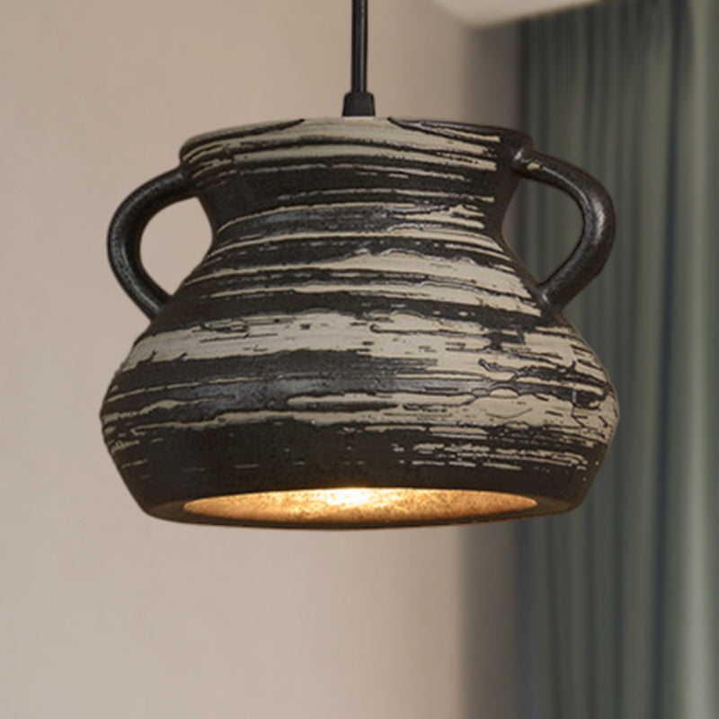 Barrel/Bell/Urn Shade Ceramic Pendant Light Industrial 1 Light Restaurant Hanging Light Fixture in Grey Grey Urn Clearhalo 'Ceiling Lights' 'Modern Pendants' 'Modern' 'Pendant Lights' 'Pendants' Lighting' 249742