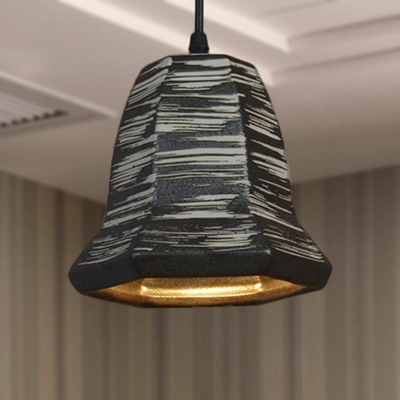 Barrel/Bell/Urn Shade Ceramic Pendant Light Industrial 1 Light Restaurant Hanging Light Fixture in Grey Grey Bell Clearhalo 'Ceiling Lights' 'Modern Pendants' 'Modern' 'Pendant Lights' 'Pendants' Lighting' 249745