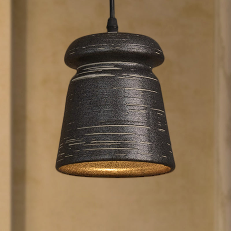 Barrel/Bell/Urn Shade Ceramic Pendant Light Industrial 1 Light Restaurant Hanging Light Fixture in Grey Clearhalo 'Ceiling Lights' 'Modern Pendants' 'Modern' 'Pendant Lights' 'Pendants' Lighting' 249750