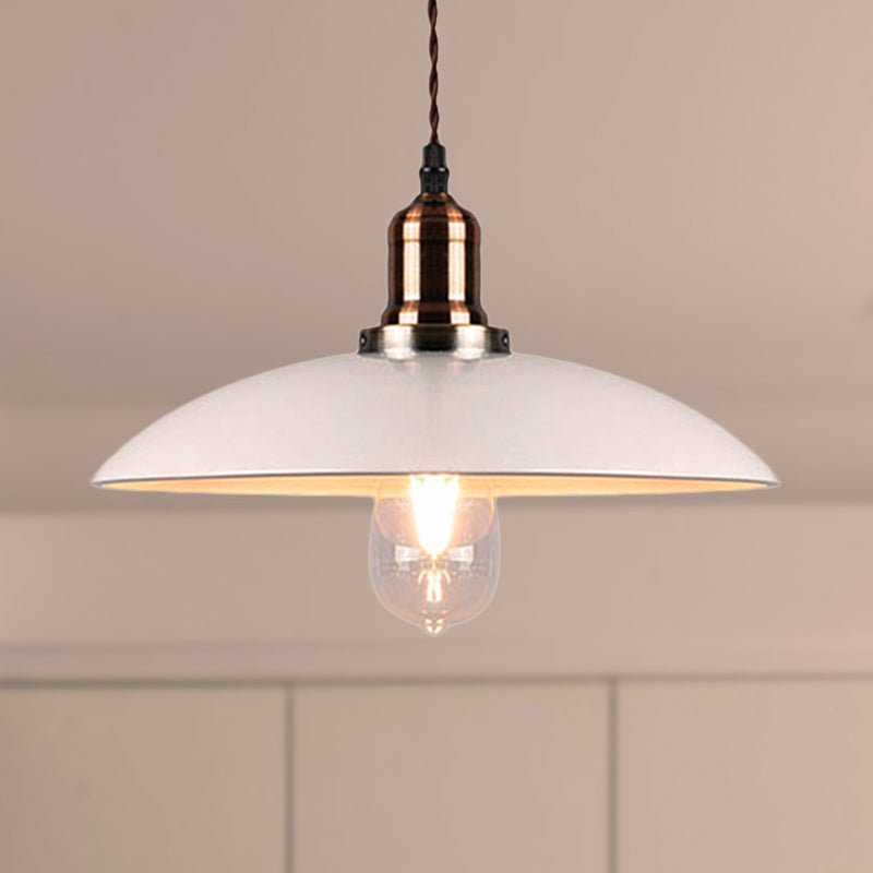 Loft Stylish Cone/Saucer/Dome Shade Ceiling Pendant 1 Light Metal Hanging Pendant in White for Restaurant White Dome Clearhalo 'Ceiling Lights' 'Modern Pendants' 'Modern' 'Pendant Lights' 'Pendants' Lighting' 249762