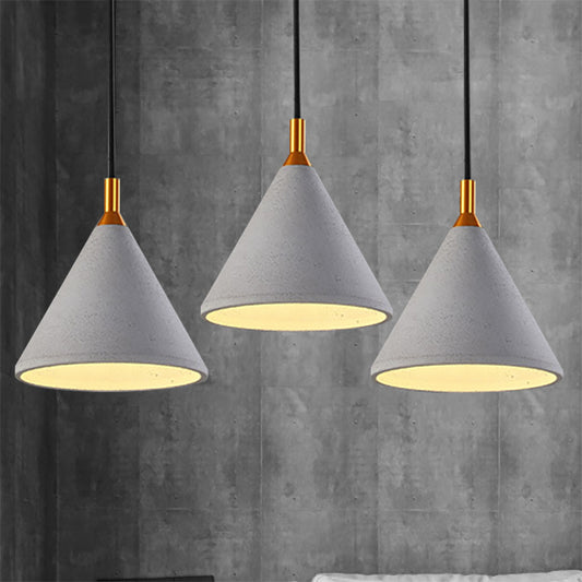 Gray Conical Ceiling Pendant Vintage Style Cement 1 Light Coffee Shop Pendant Light Fixture Grey Clearhalo 'Ceiling Lights' 'Modern Pendants' 'Modern' 'Pendant Lights' 'Pendants' Lighting' 249768