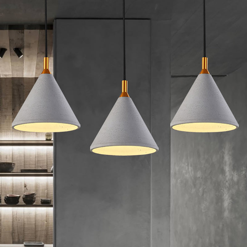 Gray Conical Ceiling Pendant Vintage Style Cement 1 Light Coffee Shop Pendant Light Fixture Clearhalo 'Ceiling Lights' 'Modern Pendants' 'Modern' 'Pendant Lights' 'Pendants' Lighting' 249769